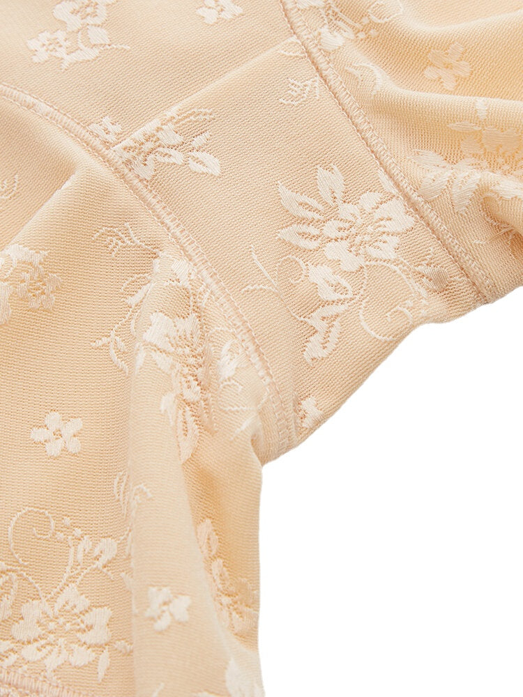 Women Embroidered Solid Color Lace Tummy Control Shapewear Panties