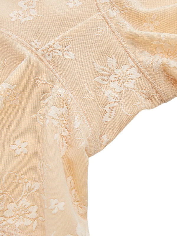 Women Embroidered Solid Color Lace Tummy Control Shapewear Panties