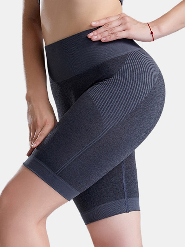 Women Sport Solid Color Dry Quick Banded High Waist Biker Shorts