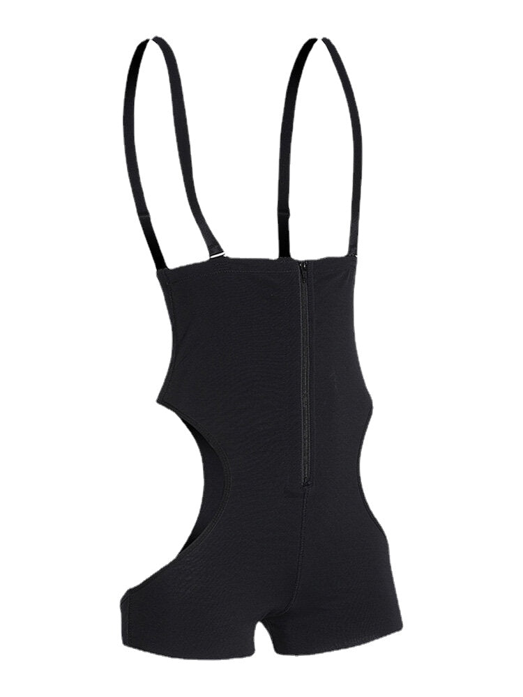Plus Size Women Cutout Breathable Zip Front Hip Lift High Waist Strappy Bodysuits Shapewear Main image