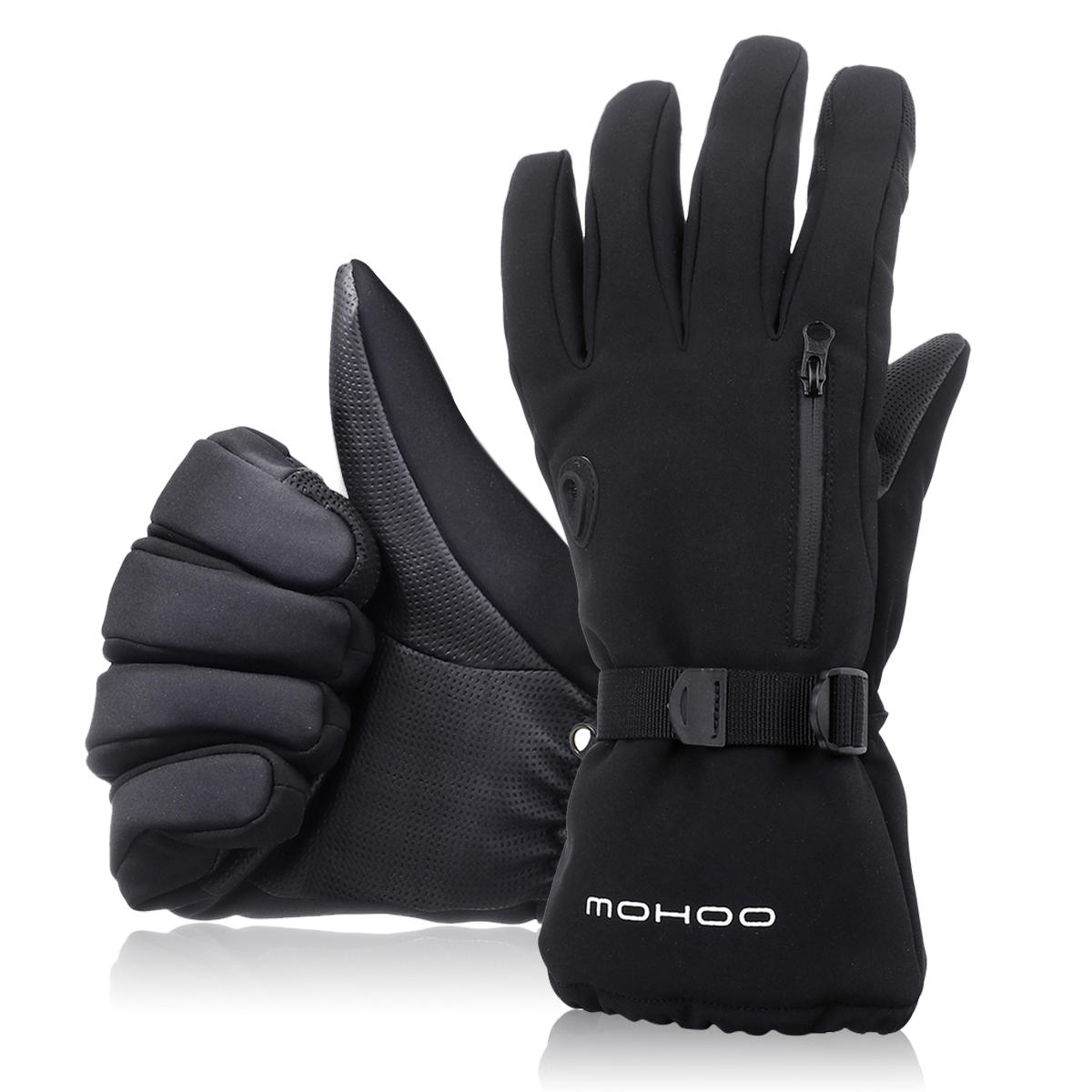 Black Waterproof Windproof Touchscreen Winter Sports Gloves for Skiing, Motorcycle, Bicycle, Running Secondary image