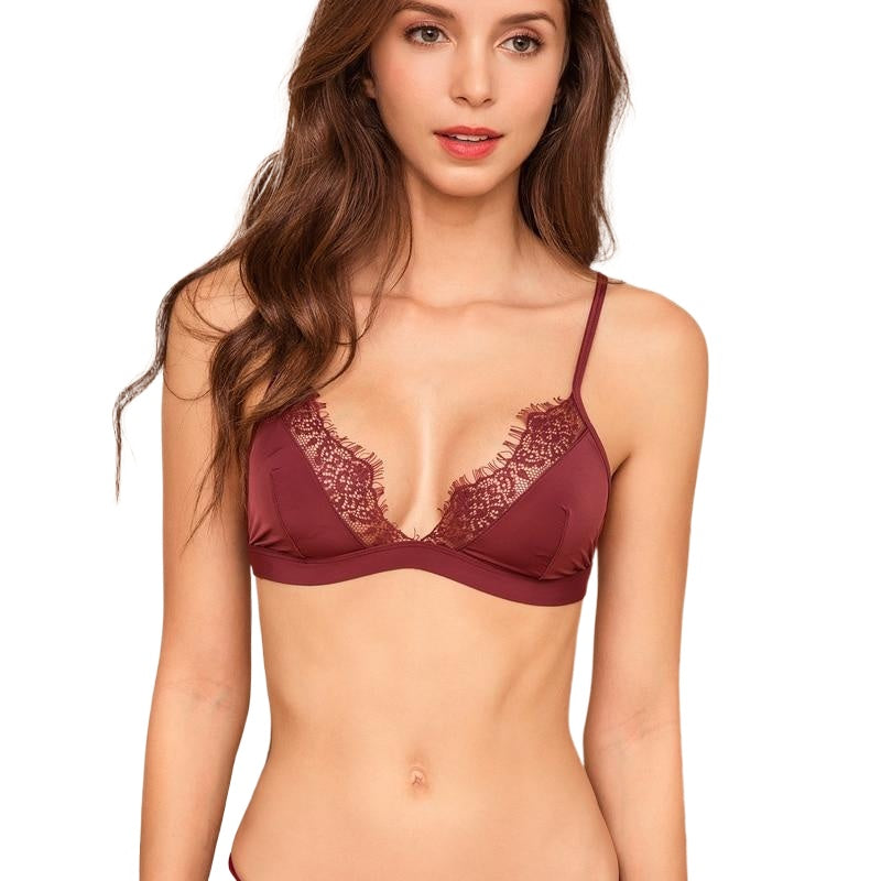 Comfortable Breathable Sexy Ladies' Floral Print Lace Bra With Adjusted Straps Main image