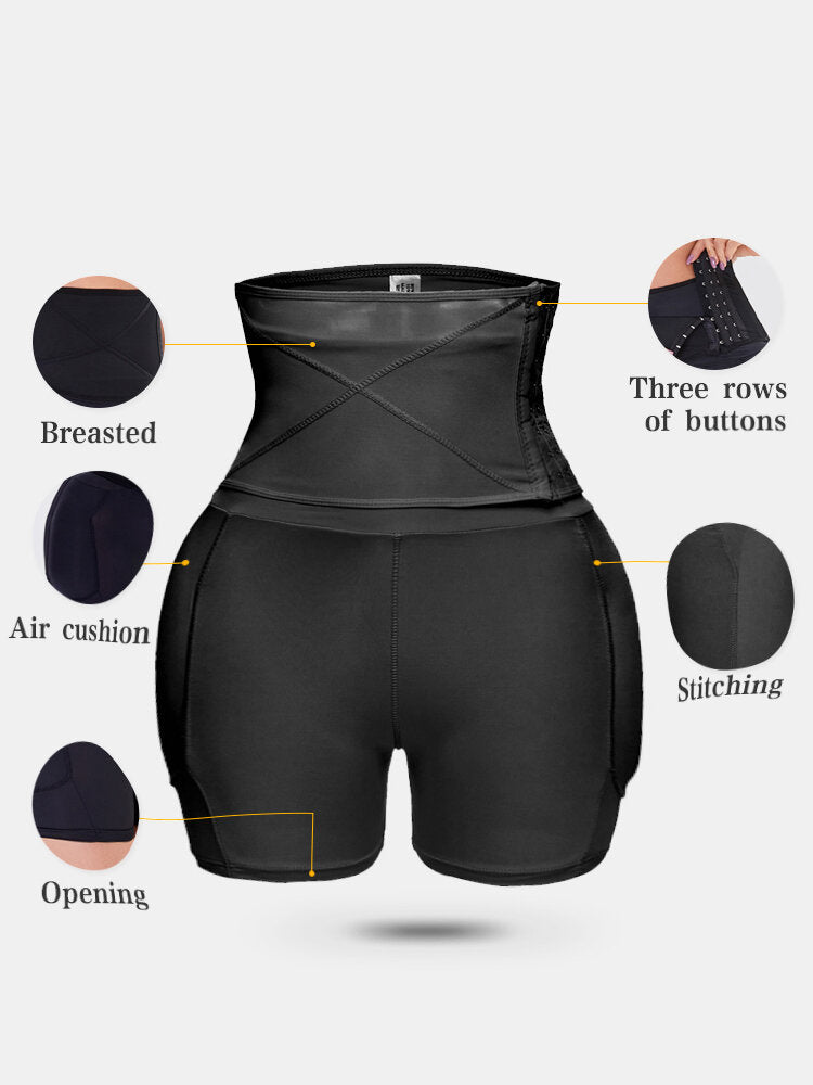 Plus Size Women Front Closure Hip Lifting Air Cushion Stitching High Waist Shapewear Shorts Secondary image