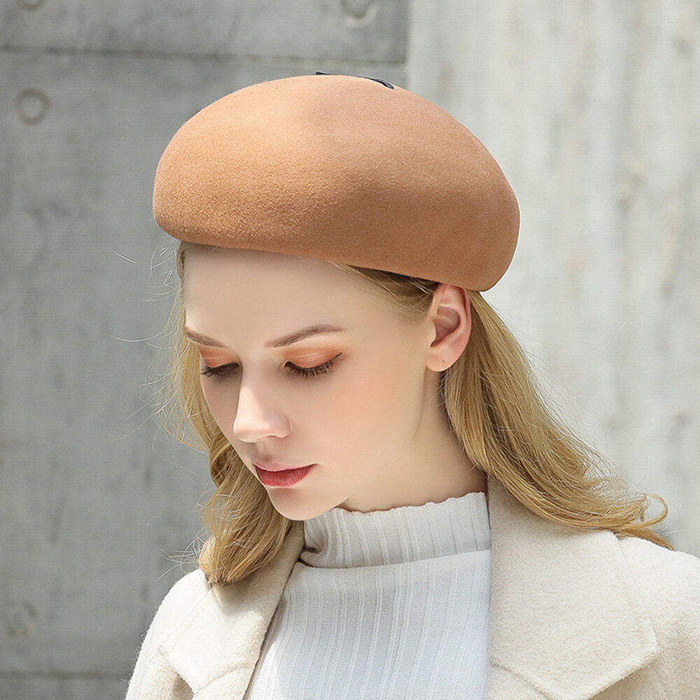 British Style Pure Wool Chain Beret Cap