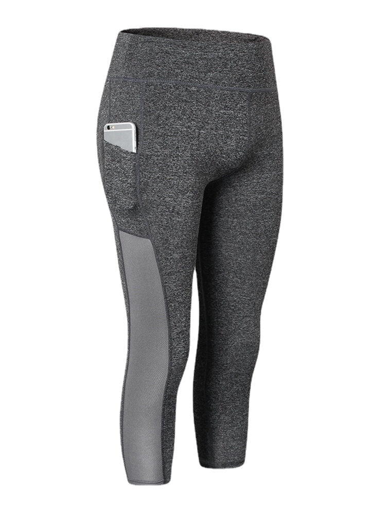Soprt Women Solid Color Quick Dry Pocket High Waist Elasticity Yoga Pants