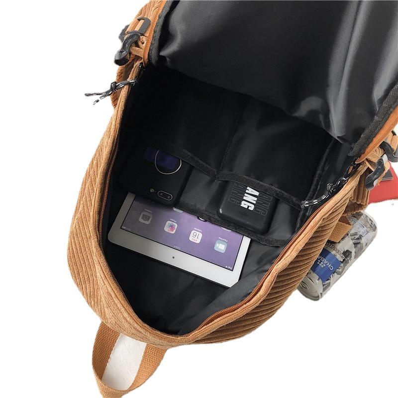 Fashion Luxury Harajuku Sytle Women's Corduroy Backpack Pure Color Secondary image