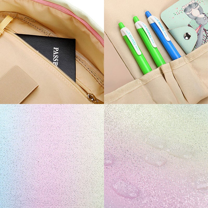 women 3pcssuits large capacity waterproof color gradients backpack schoolbag Secondary image
