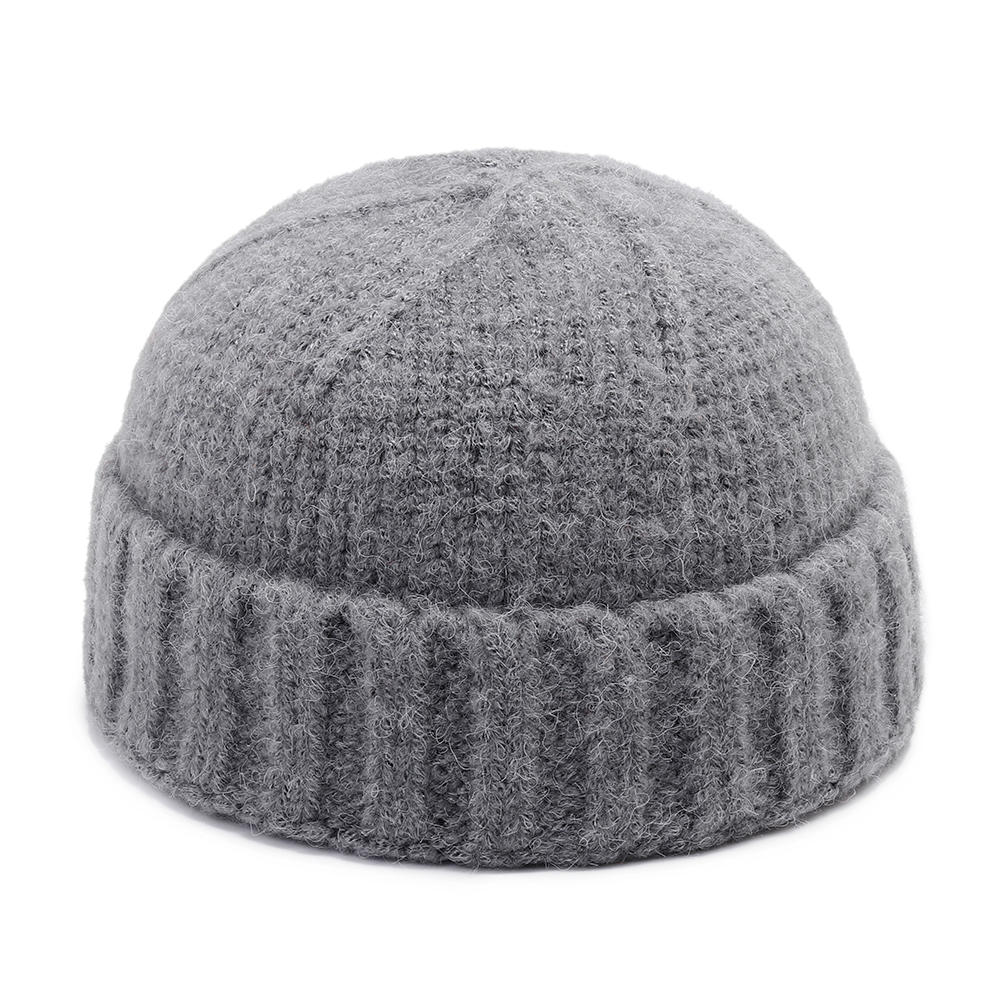 Unisex Hand Crochet Thick Warm Knit Plain Brimless Hats Outdoor Casual Skullcap Secondary image