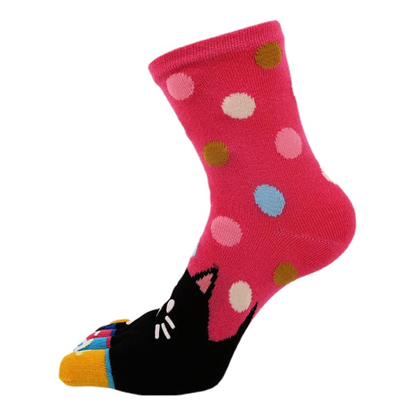 Women Cute Cartoon Cat Five Toes Socks Thick Warm Middle Tube Sock Main image
