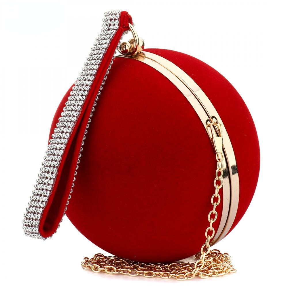 Stylish Unique Ladies' Spherical Iron Velvet Evening Bags Secondary image
