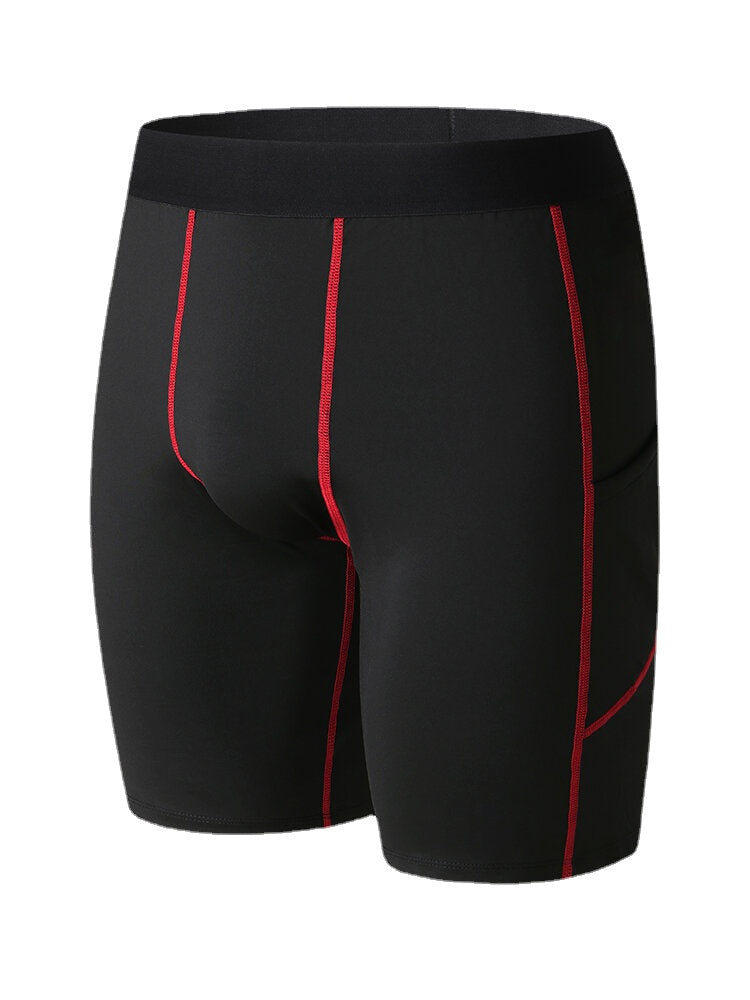 Men Stretch Slim Sport Quick Dry Pocket Mid Waist Breathable Thin Fitness Shorts