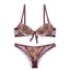 Luxury Printing Underwear Set Women Bow Fashion Red Push Up Bra