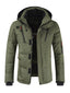 Mens Winter Warm Thicken Zipper Detail Solid Color Hooded Down Coat