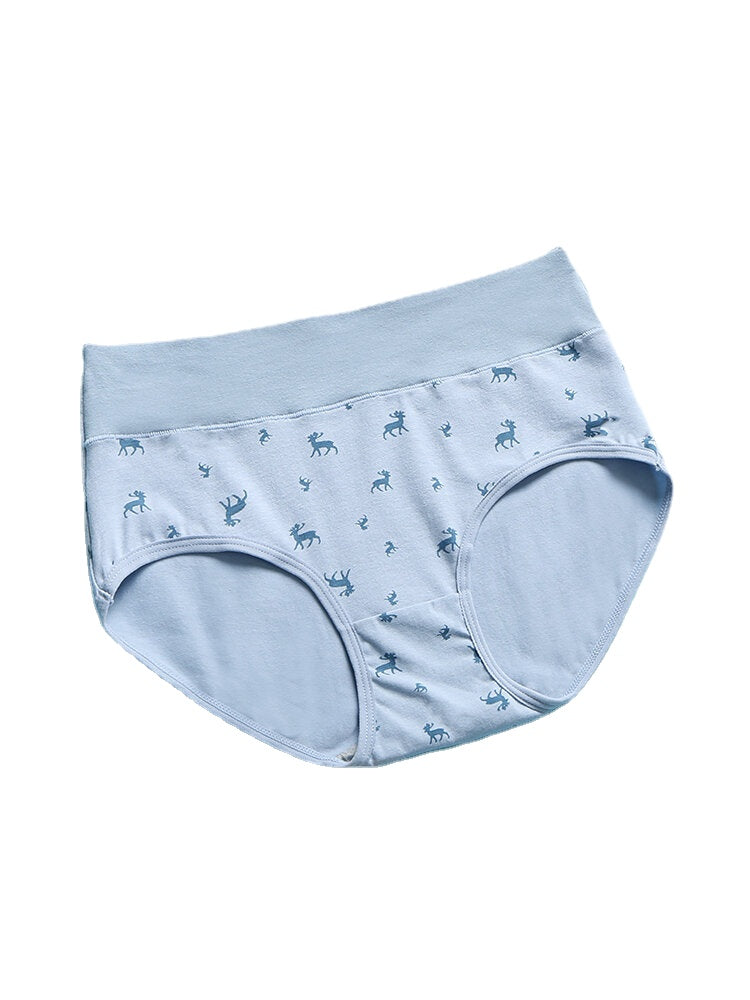 Women's Deer Print Cotton High Waist Stretch Panties