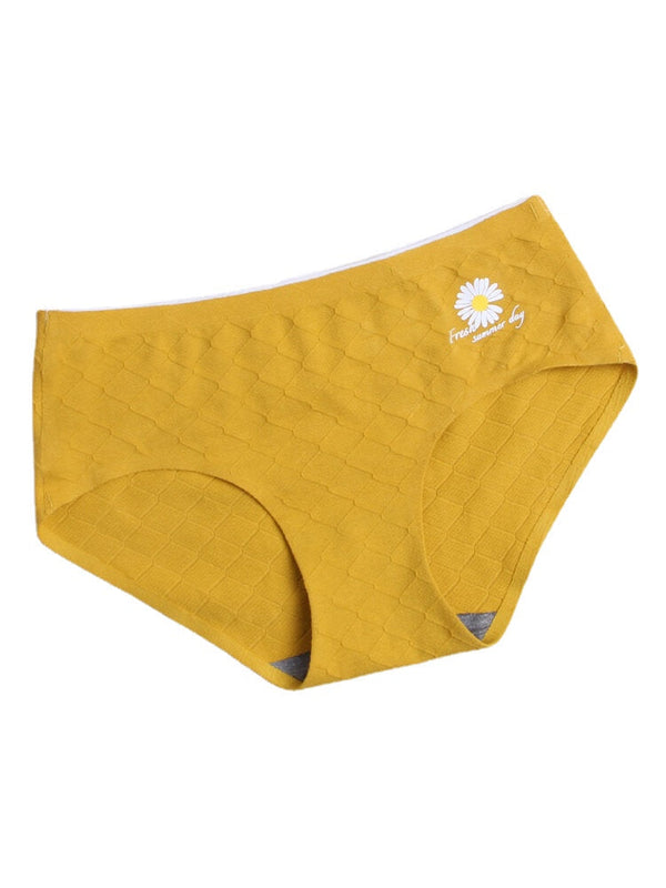 Women's Daisy Print Mid-Waist Comfy Breathable Panty