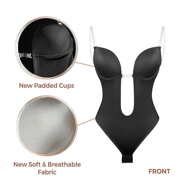 Women's Invishaper-Plunge Backless Bra Shaper Bra Bodysuits Seamless Thong Women's Deep V-Neck Clear Strap for Parties Dresses Secondary image