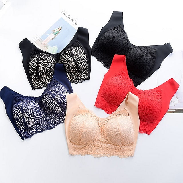 Women's Wireless Bras Full Coverage Pure Color Pull-On Closure Spandex Sexy 1PC Bras & Bralettes Plus Size