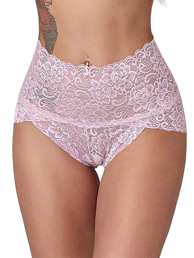 Women's Sexy Panties Brief Underwear 1 PC Underwear Sexy Comfort Lace Pure Color PU High Waist Sexy Green Black Purple Main image