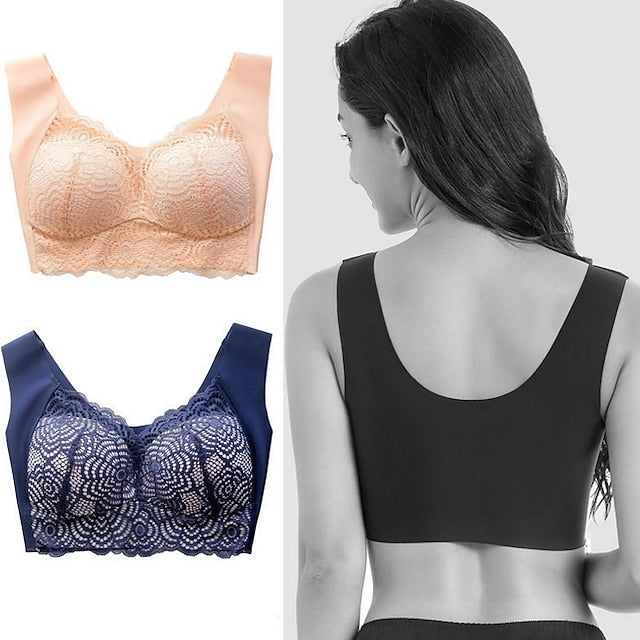 Women's Wireless Bras Full Coverage Pure Color Pull-On Closure Spandex Sexy 1PC Bras & Bralettes Plus Size