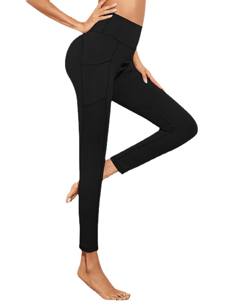 Casual Solid Color Stitching High Waist Yoga Sport Pocket Women Jogging Pants Main image