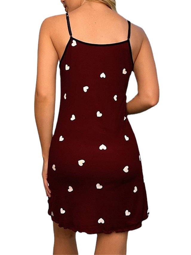 Women's Sheath Dress Slip Dress Mini Dress Sexy Dressy Print Heart Strap Party Home
