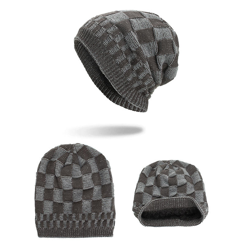 Winter Warm Coral Fleece Thicken Beanie Caps Outdoor Double Layers Knitted Hat