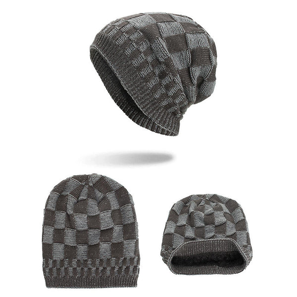 Winter Warm Coral Fleece Thicken Beanie Caps Outdoor Double Layers Knitted Hat