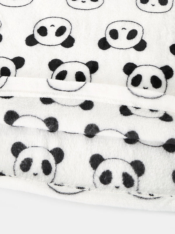 Women's Cartoon Panda Plush Pajama Set - Long Sleeve, Warm, Cozy Homewear