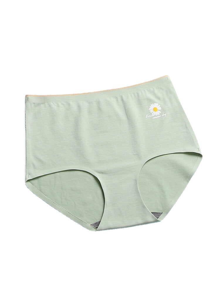 Women's Daisy Print High Waist Seamless Cotton Panties - Breathable & Antibacterial