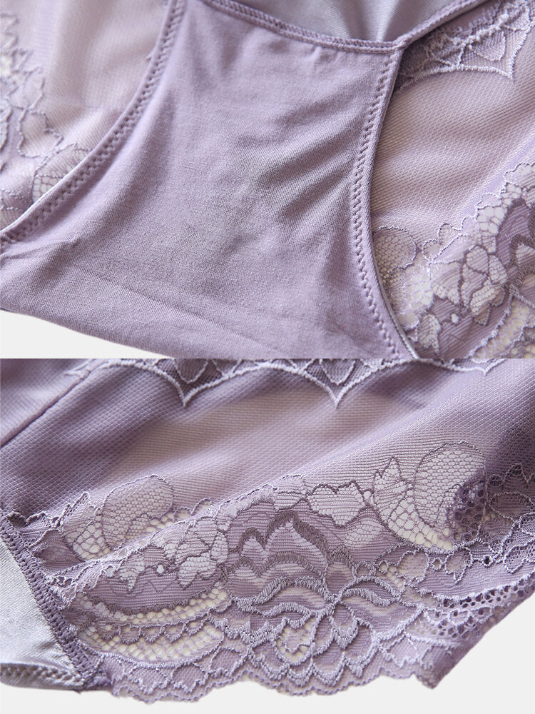 Plus Size High Waist Cotton Lace Panty - Smooth, Comfy, Breathable