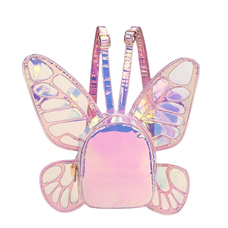 Casual Fashion Women's Mini Leather Backpack With Butterfly Wings For Travel School Main image