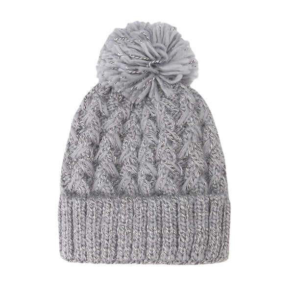 Women's Knitted Beanie Hat with Fluffy Ball, Plus Velvet, Warm Ear Protection, Mixed Colors
