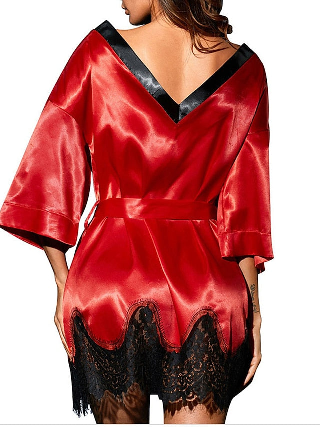 Women's Sexy V Neck Lace ColorBlock Sheath Mini Party Dress
