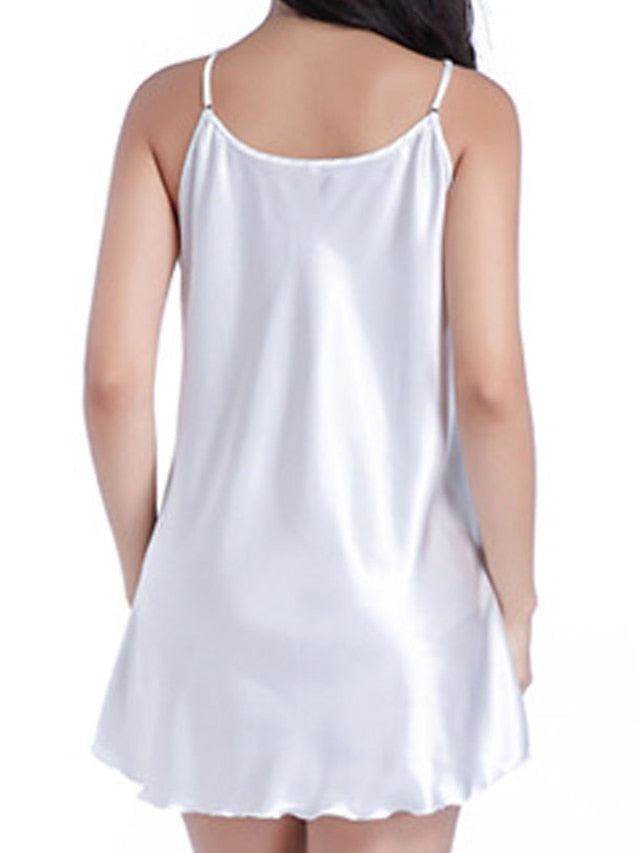 Women's Silk Sleeveless Nightgown - Simple, Breathable, Comfortable Pajamas for Home