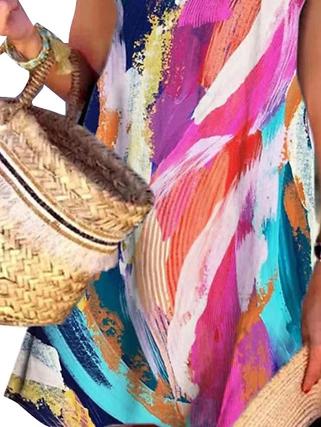 Women's Painting Backless Crew Neck Fashion Outdoor Sleeveless Dress Secondary image