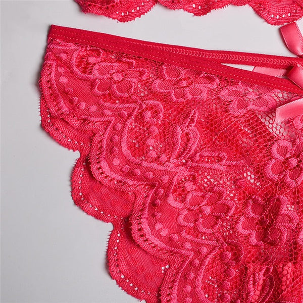 Women‘s Christmas Lingeries Gift Lace Bras Fixed Straps Sheer Bras Triangle Cup V Neck Breathable Lace Hook & Eye Date Casual Daily Sexy 1 set White Black , Bra & Panty Set