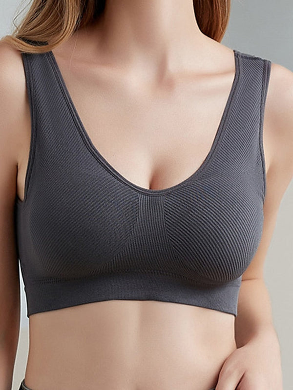 Women's Wireless Bras Sports Bras Fixed Straps Full Coverage Scoop Neck Breathable Sport Pure Color Pull-On Closure Casual Daily Nylon 1PC Green White , Bras & Bralettes , 1 PC