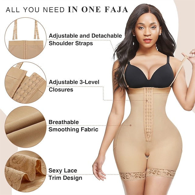 Shapewear for Women Tummy Control Body Shaper Butt Lifter Thigh Slimmer Faja Plus Size with Zipper Crotch