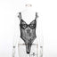 Sexy Floral Embroidery Hollow Out Bow Tie Sheer Lace Bodysuit For Women
