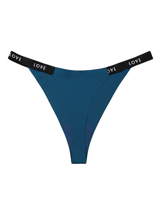 Women's Print Fashion Letter Sexy Panties G-strings & Thongs Panties Micro-elastic Low Waist Green S