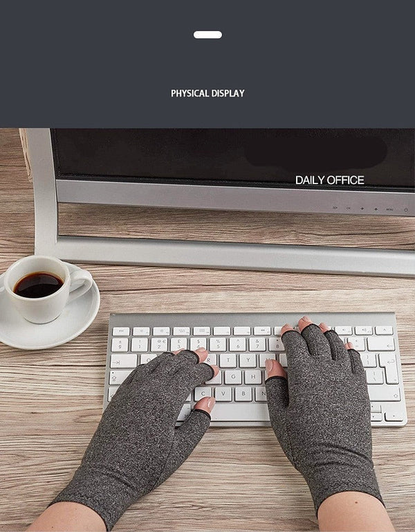 Copper Compression Gloves for Arthritis Relief, Hand Pain, Swelling & Carpal Tunnel - Fingerless Typing Support