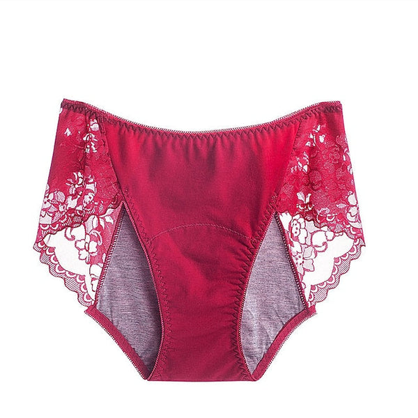 Women's Brief Underwear Period Panties 1 PC Underwear Fashion Simple Sexy Lace Hole Pure Color Cotton Mid Waist Sexy Black Purple Pink