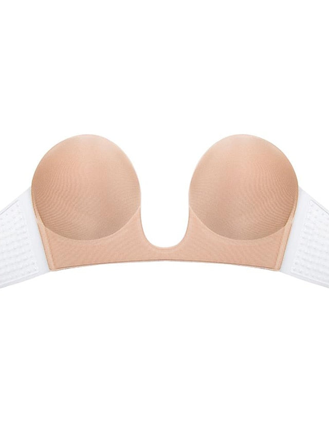 Strapless Silicone Deep U Bra Self-adhesive Gel Sticky Invisible Bra Backless Dress Nude Bra