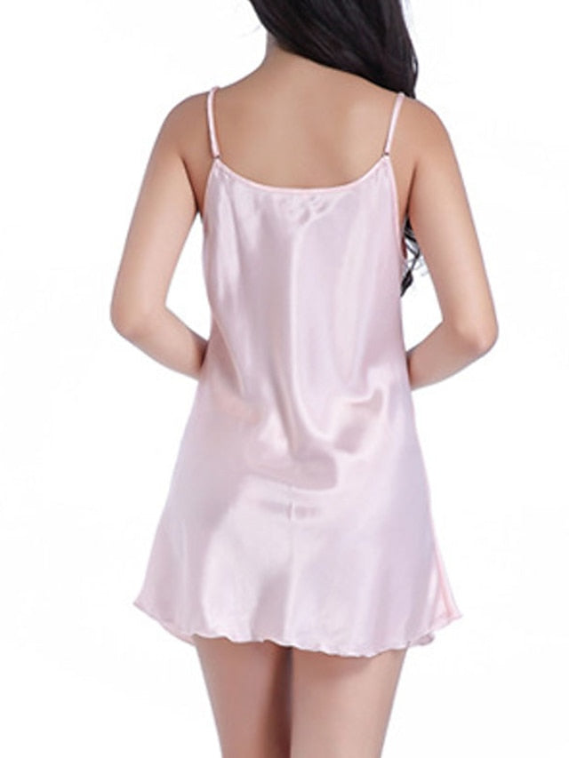 Women's Silk Sleeveless Nightgown - Simple, Breathable, Comfortable Pajamas for Home