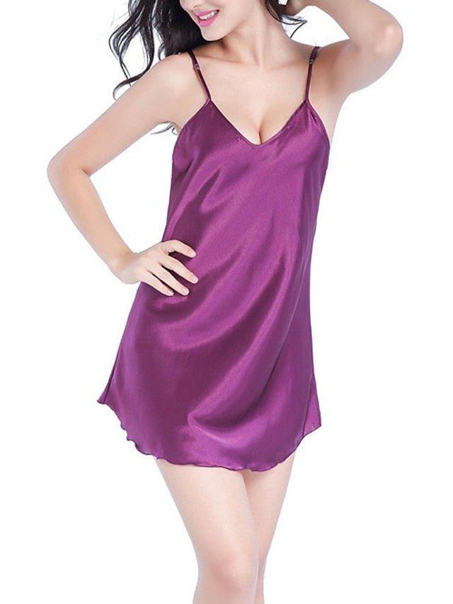 Women's Silk Sleeveless Nightgown - Simple, Breathable, Comfortable Pajamas for Home Main image