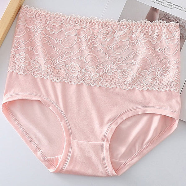 Women's Brief Underwear 3Pcs Underwear Fashion Simple Sexy Lace Hole Flower Polyester High Waist Sexy Black Purple Pink