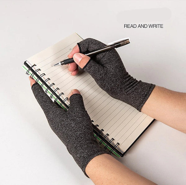 Copper Compression Gloves for Arthritis Relief, Hand Pain, Swelling & Carpal Tunnel - Fingerless Typing Support