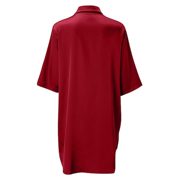 Women's Pajamas Nightgown Nighty Pure Color Simple Fashion Comfort Home Party Bed Silk V Wire Half Sleeve Spring Summer White Black