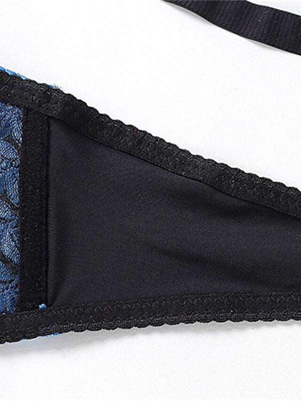 Women's Lace Bras Underwire Bras Fixed Straps Adjustable Full Coverage V Neck Breathable Push Up Pure Color Flower Floral