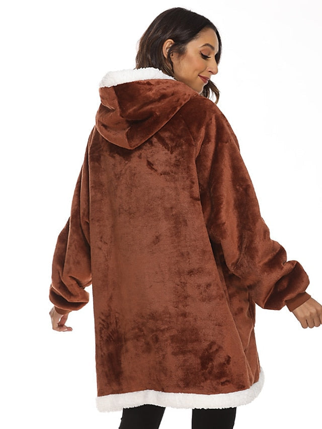 Couple's Pajamas Wearable Blanket Hoodie Fleece Oversized Winter Soft Warm Long Sleeve Secondary image